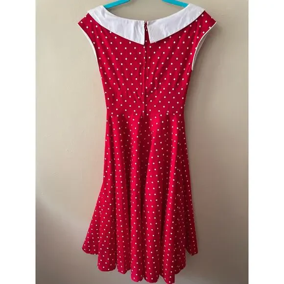 Stop Staring! Red & White Polka Dot Retro Style Dress Size Small - Picture 5 of 11